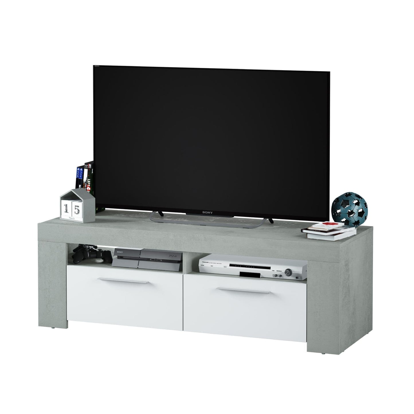 Noror White & Grey TV Cabinet - Entertainment Unit