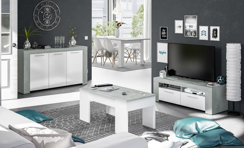 Noror White & Grey TV Cabinet - Entertainment Unit