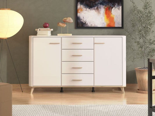 Vorus Cashmere & Oak Sideboard - 2 Door, 4 Drawer