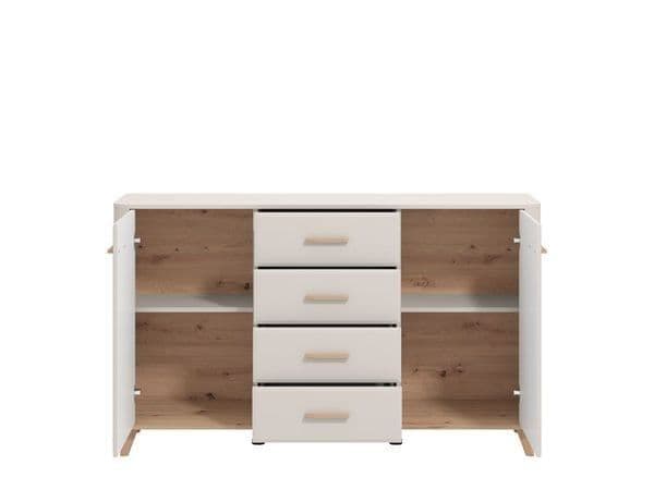 Vorus Cashmere & Oak Sideboard - 2 Door, 4 Drawer