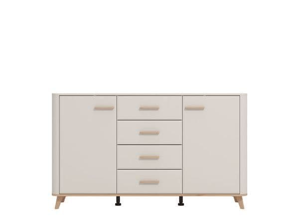 Vorus Cashmere & Oak Sideboard - 2 Door, 4 Drawer