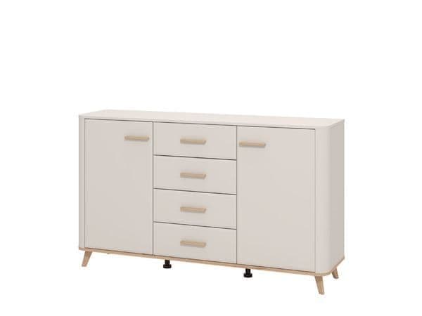 Vorus Cashmere & Oak Sideboard - 2 Door, 4 Drawer