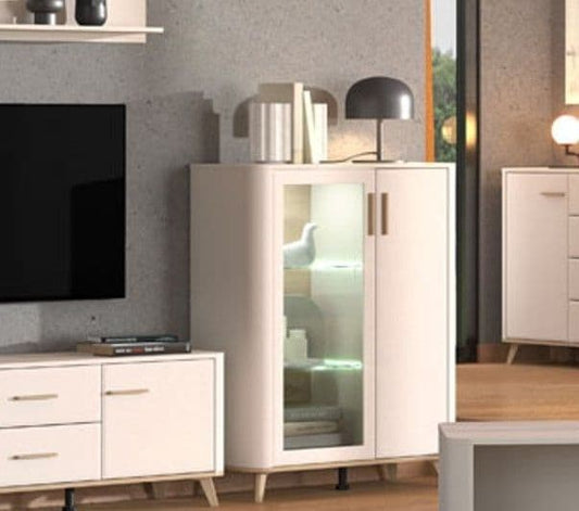 Helon Cashmere & Oak Display Cabinet - Low Profile