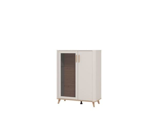 Helon Cashmere & Oak Display Cabinet - Low Profile