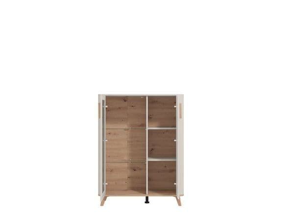Helon Cashmere & Oak Display Cabinet - Low Profile