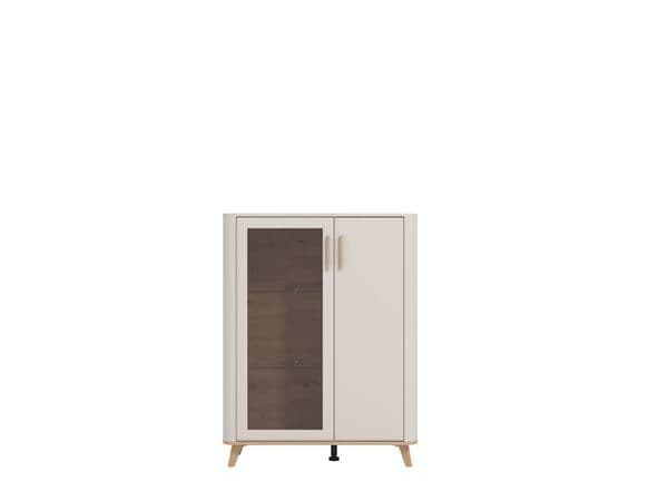 Helon Cashmere & Oak Display Cabinet - Low Profile