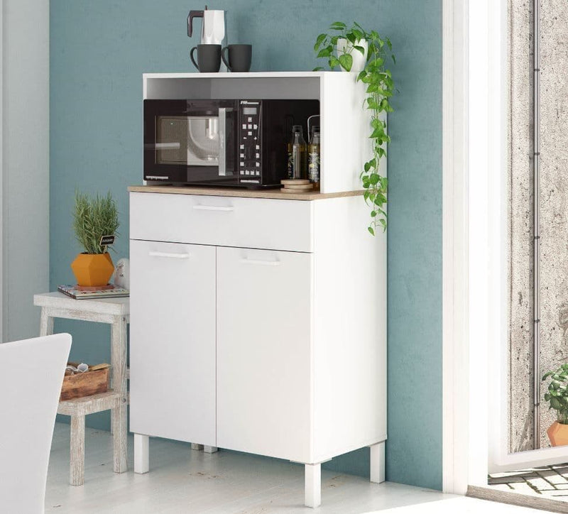 Lorel White & Oak Kitchen Cupboard - 2 Door