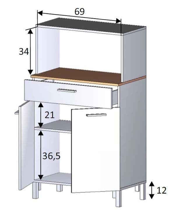 Lorel White & Oak Kitchen Cupboard - 2 Door