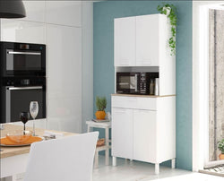 Yelus White & Oak Kitchen Cupboard - 4 Door