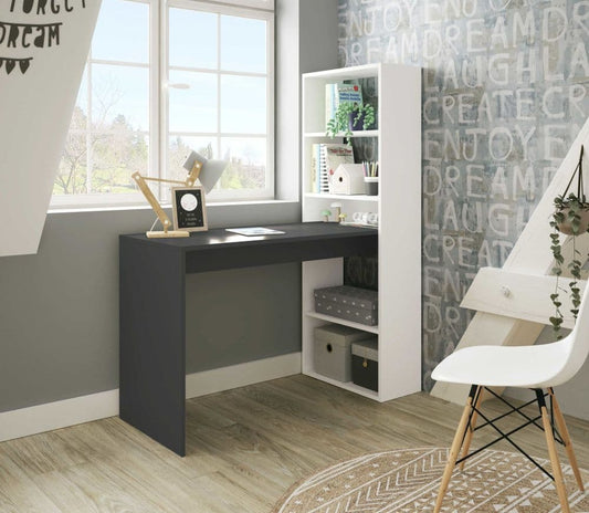 Xanas White & Grey Computer Desk - With Bookcase