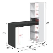 Xanas White & Grey Computer Desk - With Bookcase