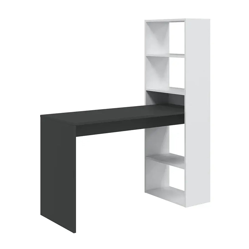 Xanas White & Grey Computer Desk - With Bookcase