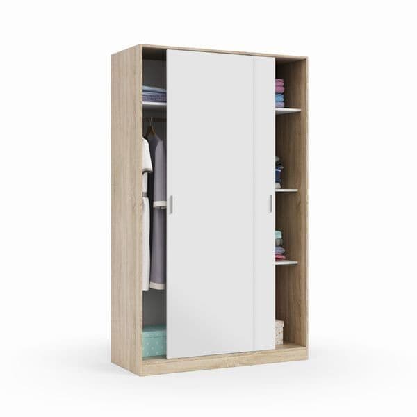 Elil White Sliding Wardrobe - 2 Door, 120cm