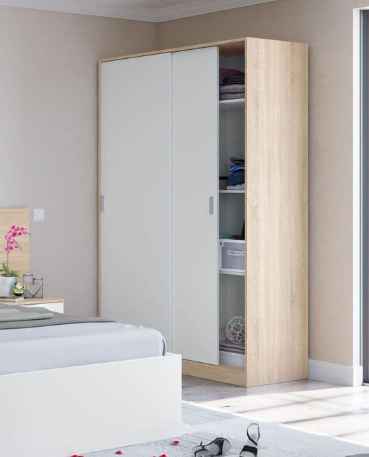 Elil White Sliding Wardrobe - 2 Door, 120cm