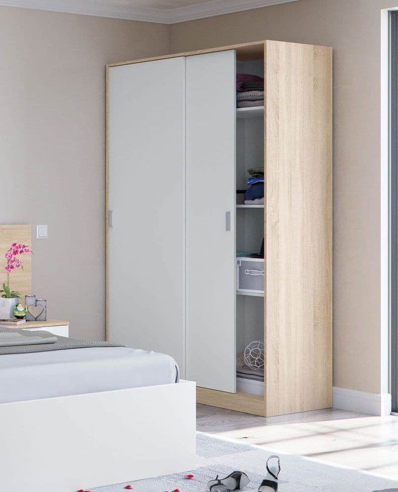 Elil White Sliding Wardrobe - 2 Door, 120cm