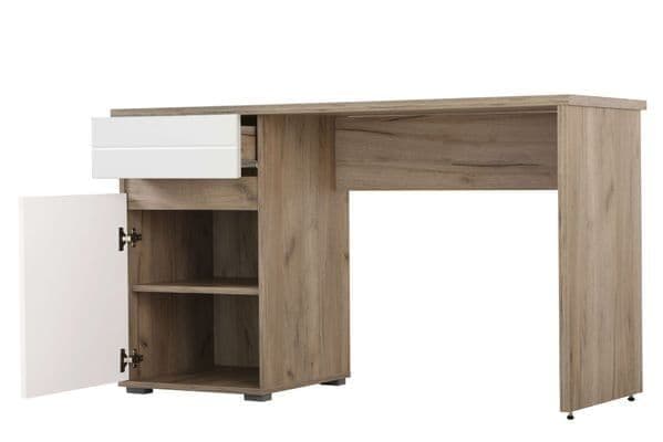 Daras Oak & White Desk - Gloss Finish