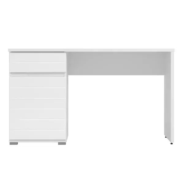Perir White Gloss Desk - With Drawers