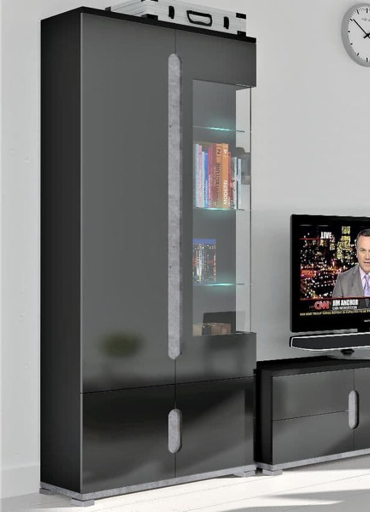 Maros Black & Grey Display Cabinet - Glass Door