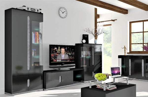 Maros Black & Grey Display Cabinet - Glass Door