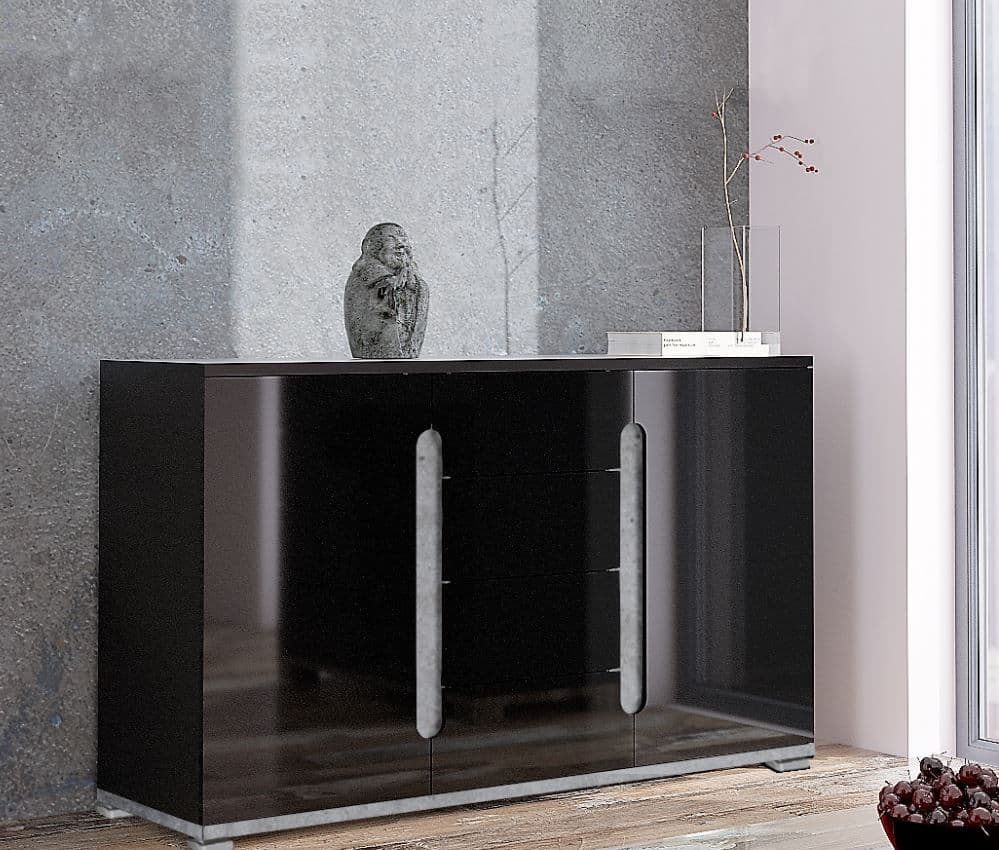 Loril Black & Grey Sideboard - 2 Door, 4 Drawer