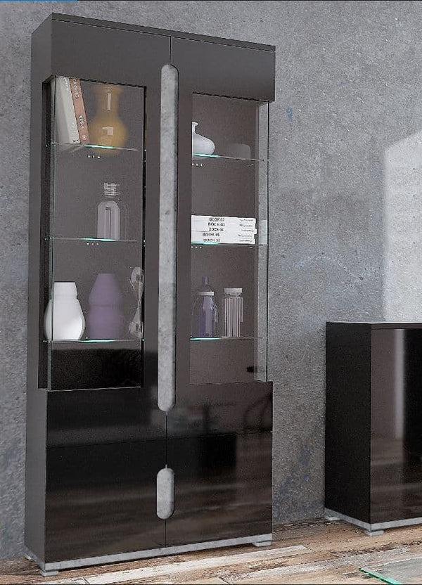Jaris Black & Grey Display Cabinet - Modern