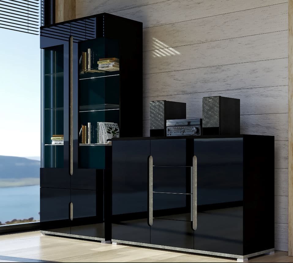 Jaris Black & Grey Display Cabinet - Modern