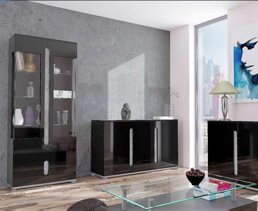 Jaris Black & Grey Display Cabinet - Modern