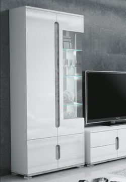 Elon White & Grey Display Cabinet - Glass Door