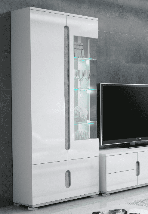 Elon White & Grey Display Cabinet - Glass Door