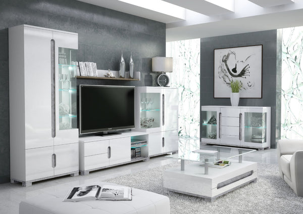 Elon White & Grey Display Cabinet - Glass Door