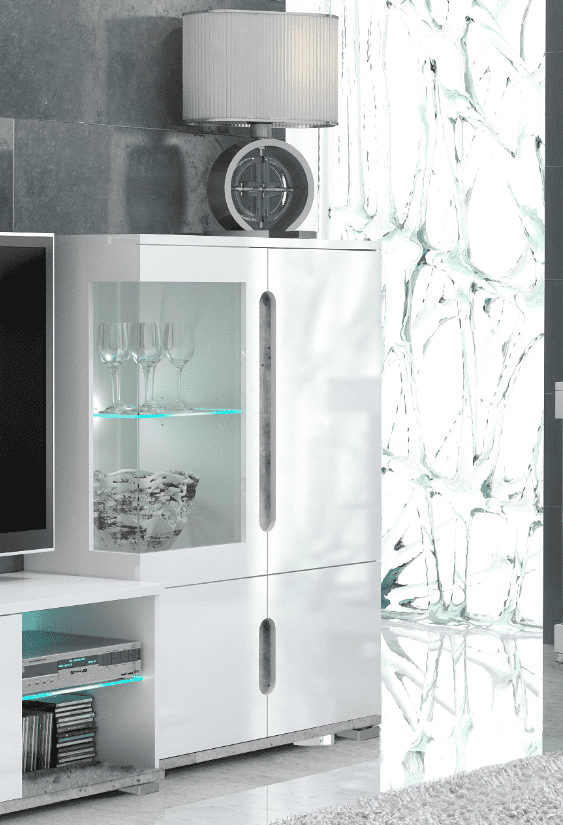 Oril White & Grey Display Cabinet - Low Profile
