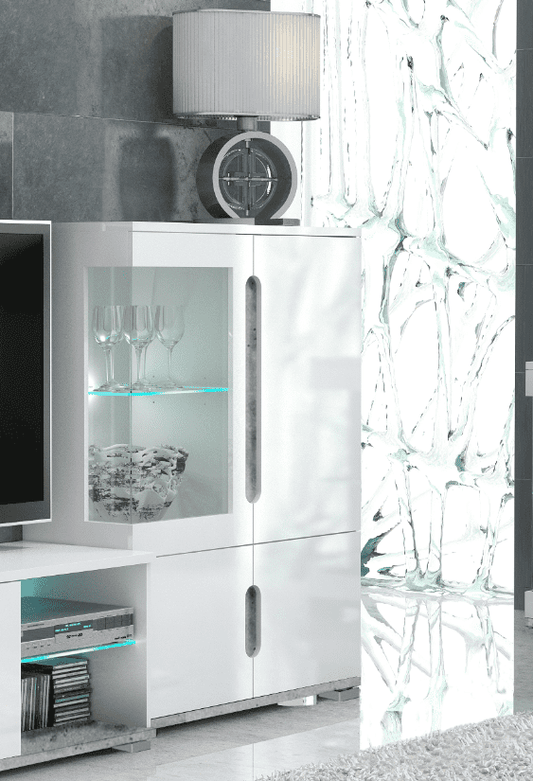 Oril White & Grey Display Cabinet - Low Profile