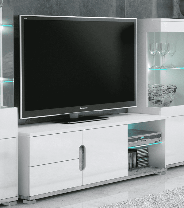 Yelel White & Grey TV Unit - High Gloss