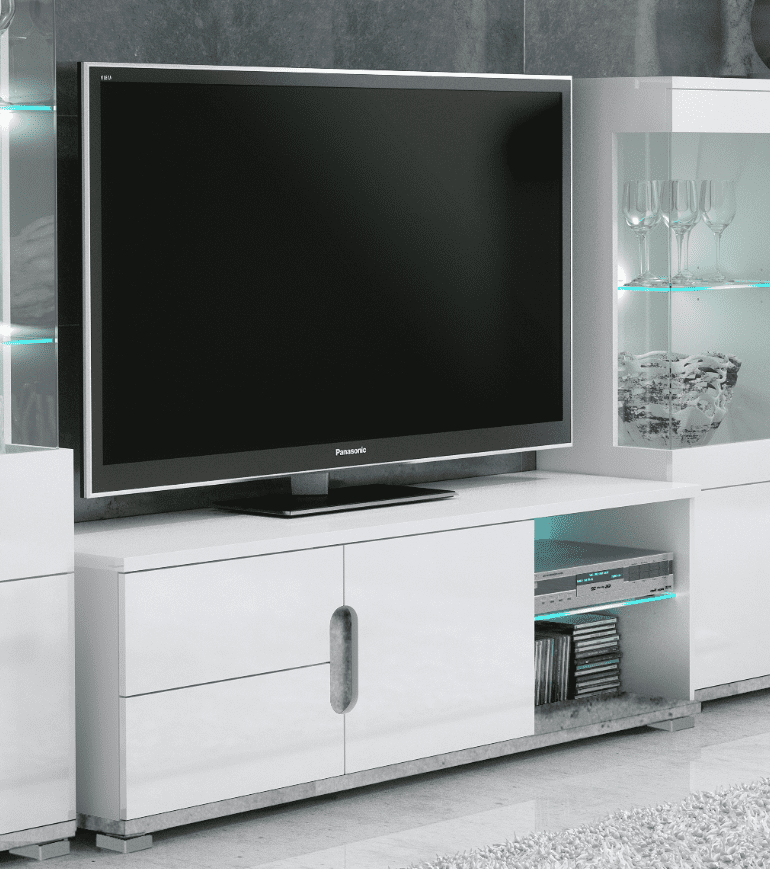 Yelel White & Grey TV Unit - High Gloss