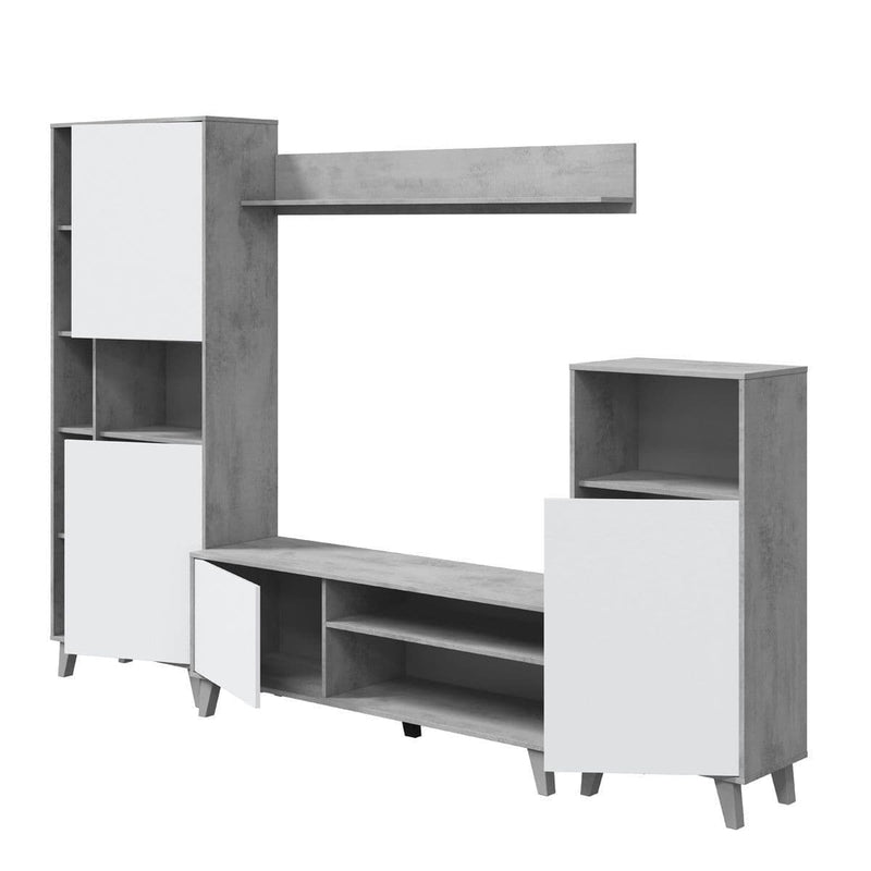 Helir White & Grey TV Unit - Wall Entertainment