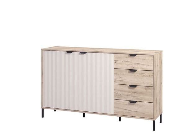 Yelion Grey Oak Sideboard - Slatted Design