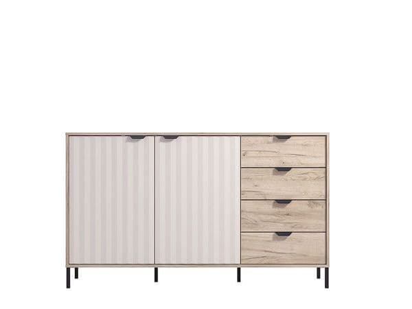 Yelion Grey Oak Sideboard - Slatted Design