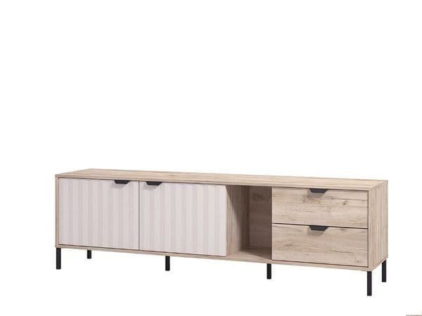 Maris Grey Oak TV Unit - Slatted Design