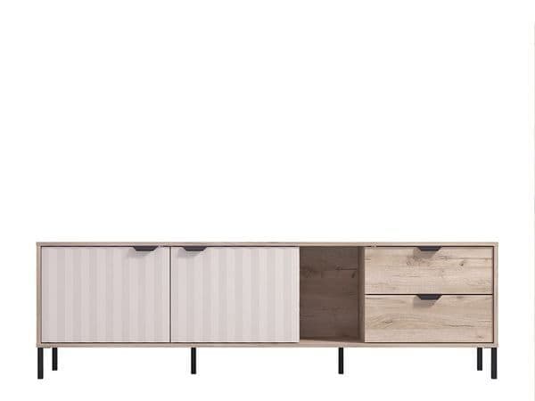 Maris Grey Oak TV Unit - Slatted Design