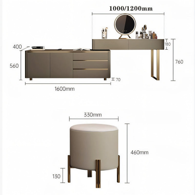 Dempsey Dressing Table With Sideboard, Extendable, Corner Dressing Table