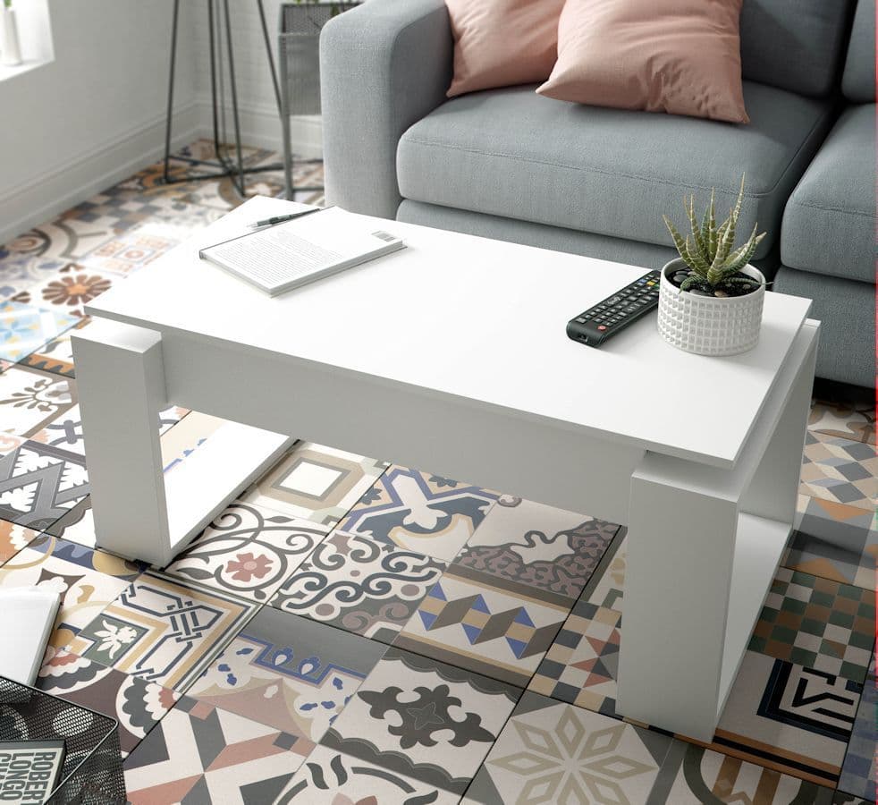 Belum White Coffee Table - Lift-Up Storage