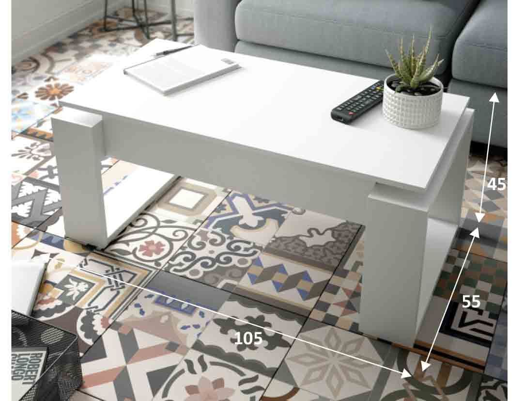 Belum White Coffee Table - Lift-Up Storage