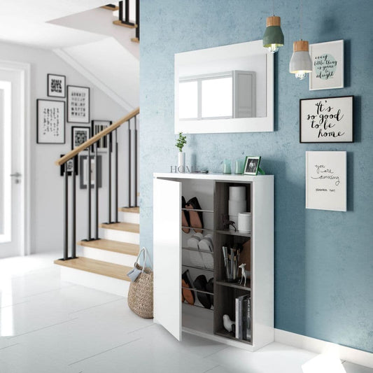 Xanion White Shoe Cabinet - Hallway Storage