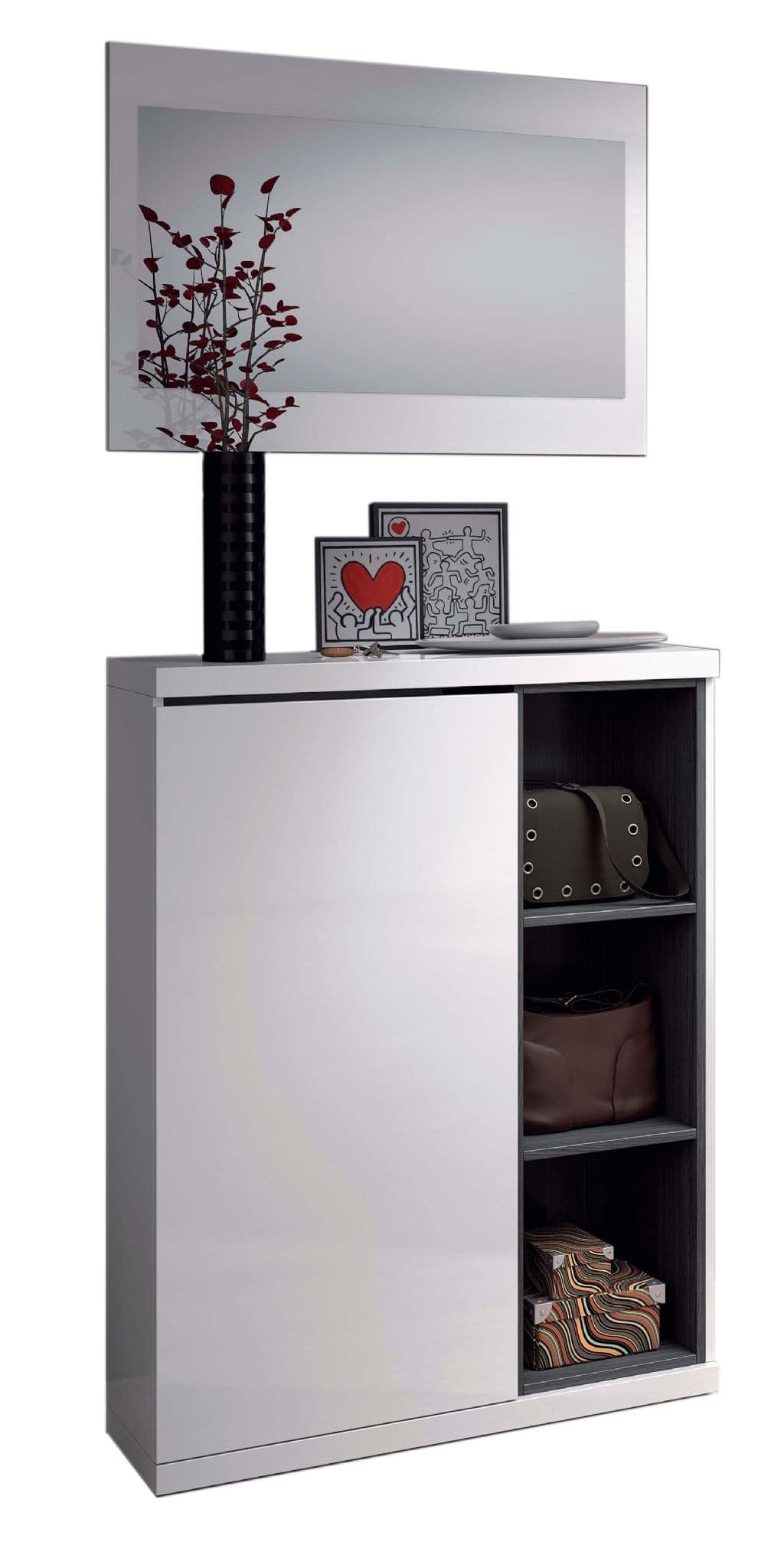 Xanion White Shoe Cabinet - Hallway Storage