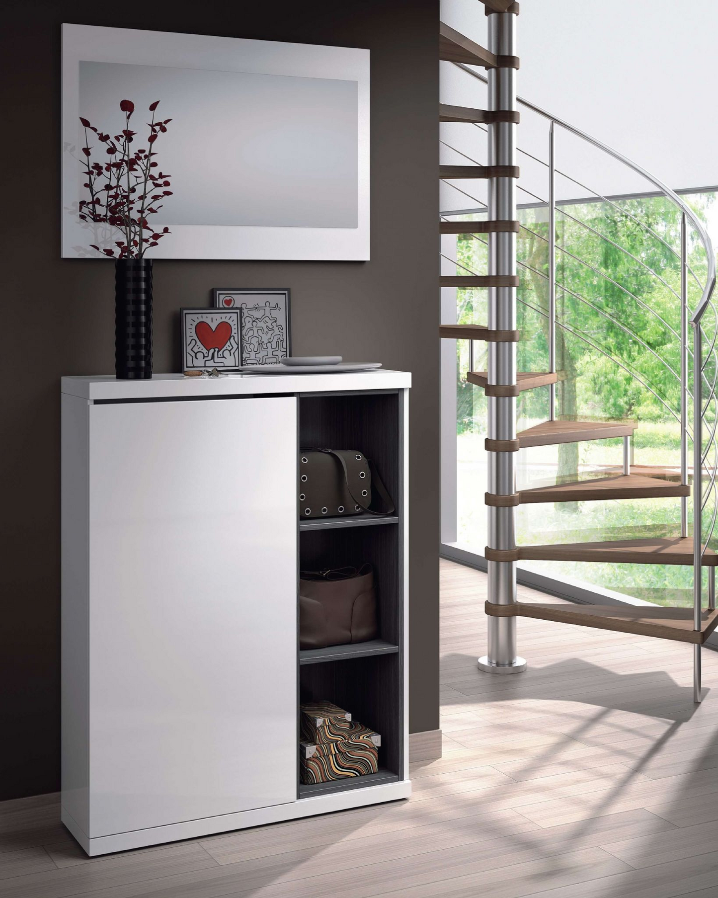 Xanion White Shoe Cabinet - Hallway Storage