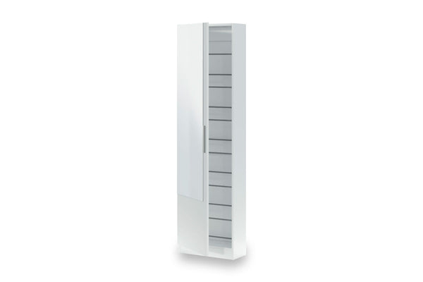 Yelos White Shoe Cabinet - Mirrored Door