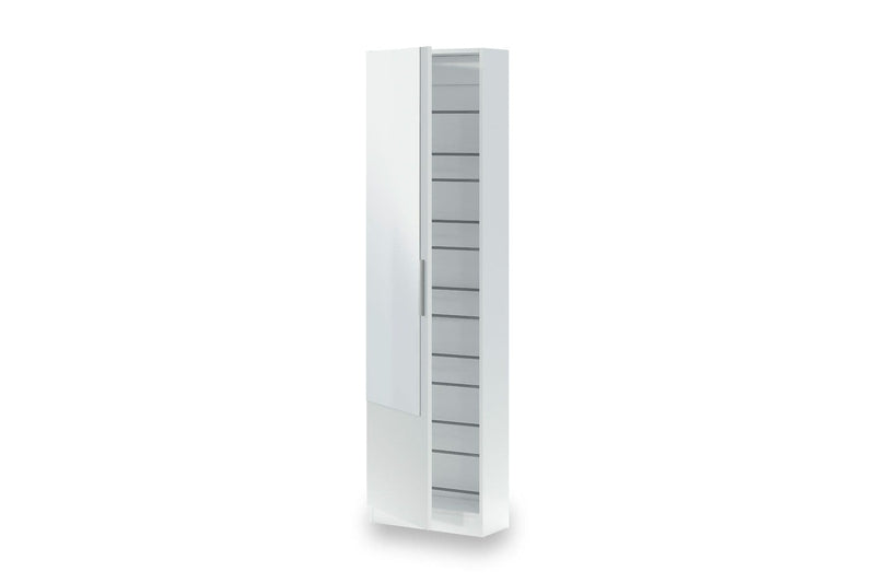 Yelos White Shoe Cabinet - Mirrored Door