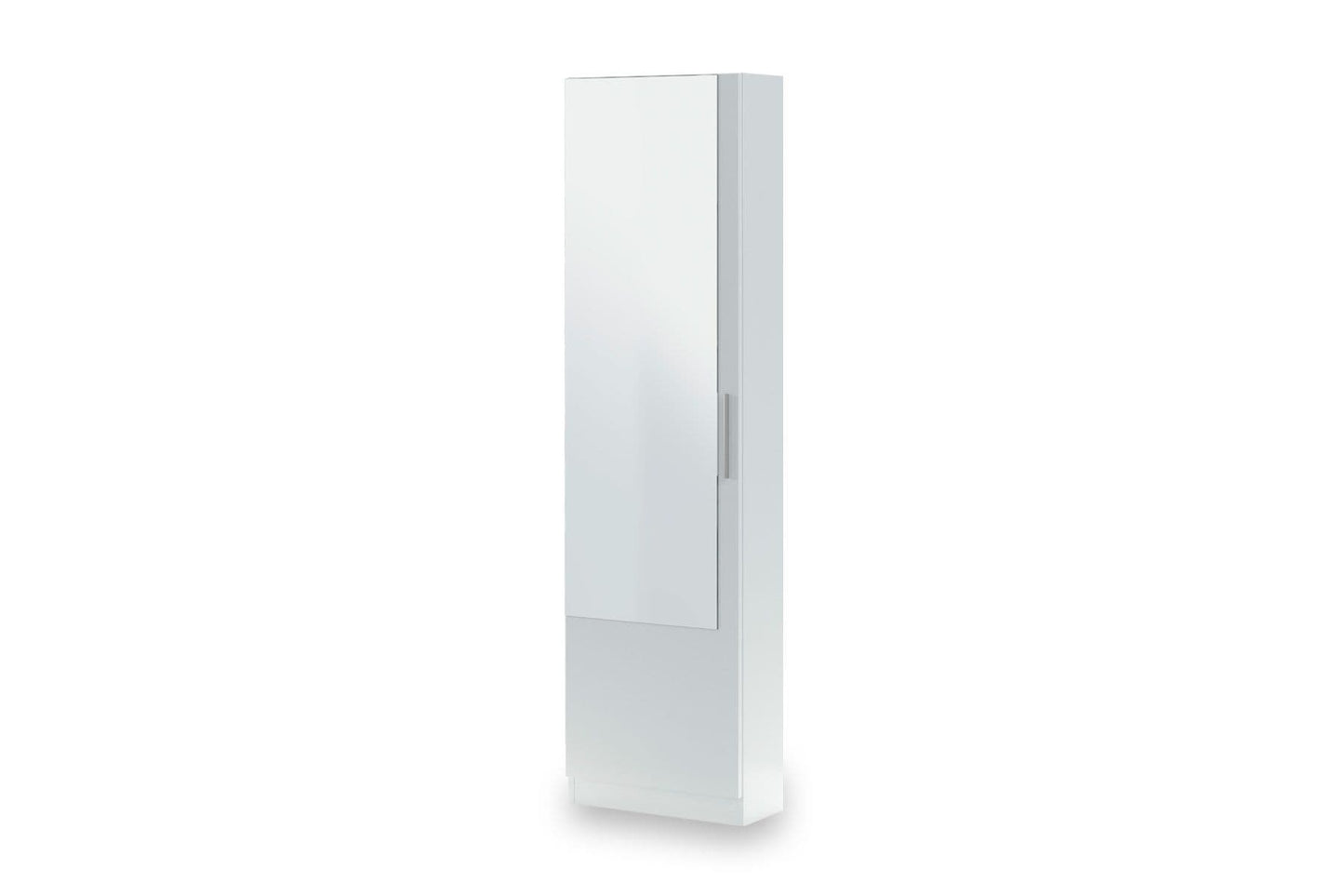 Yelos White Shoe Cabinet - Mirrored Door