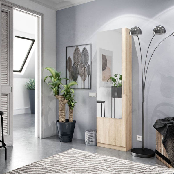 Kelor Oak Shoe Cabinet - Mirrored Door