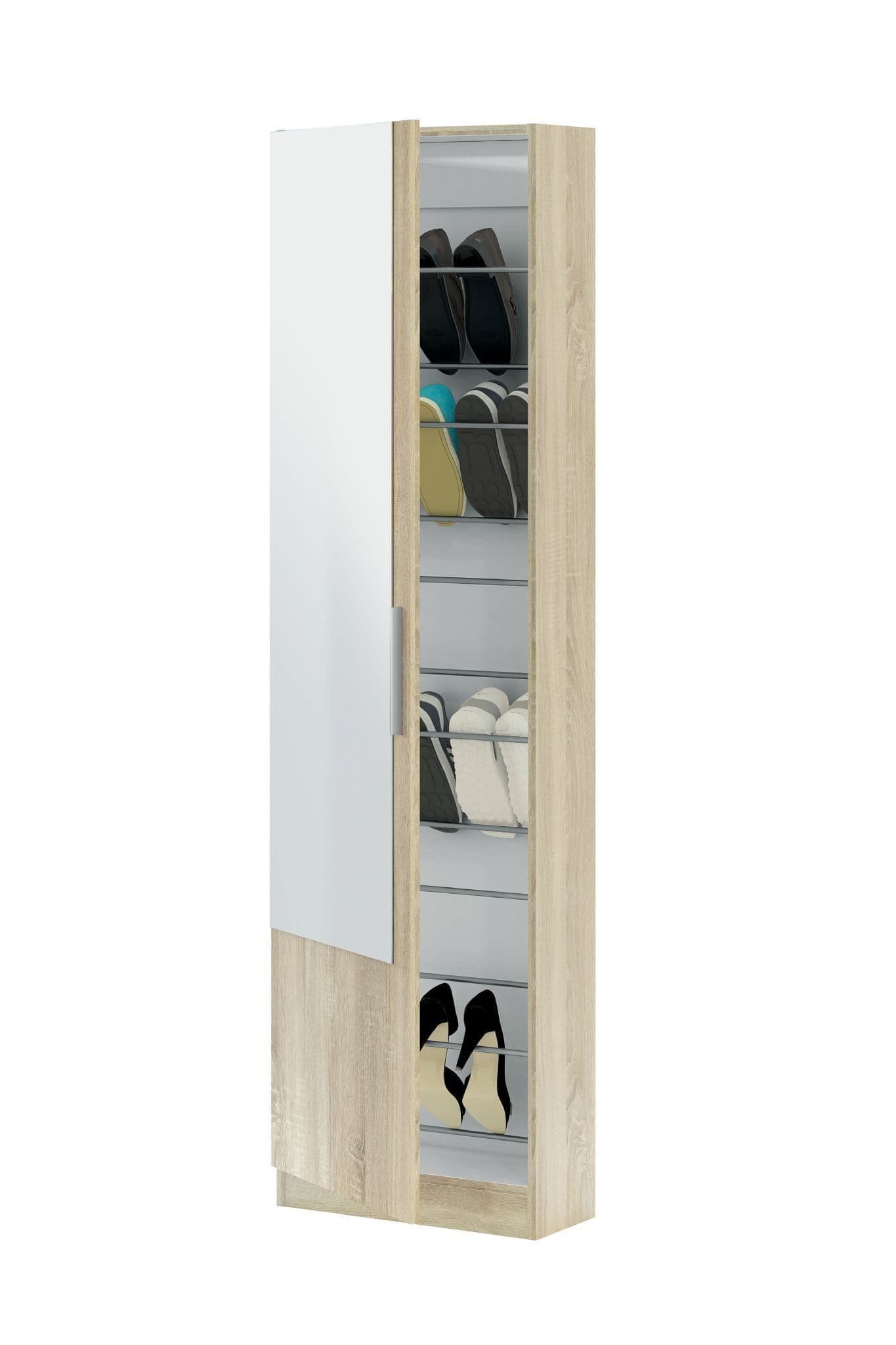 Kelor Oak Shoe Cabinet - Mirrored Door